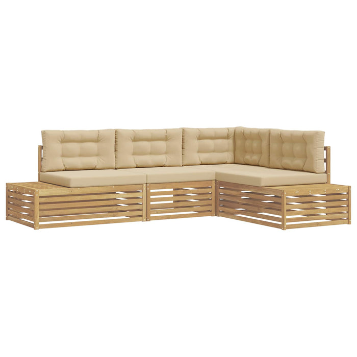 4 Bucată Set de canapele de exterior Poliester Alb - WALTI WALTI