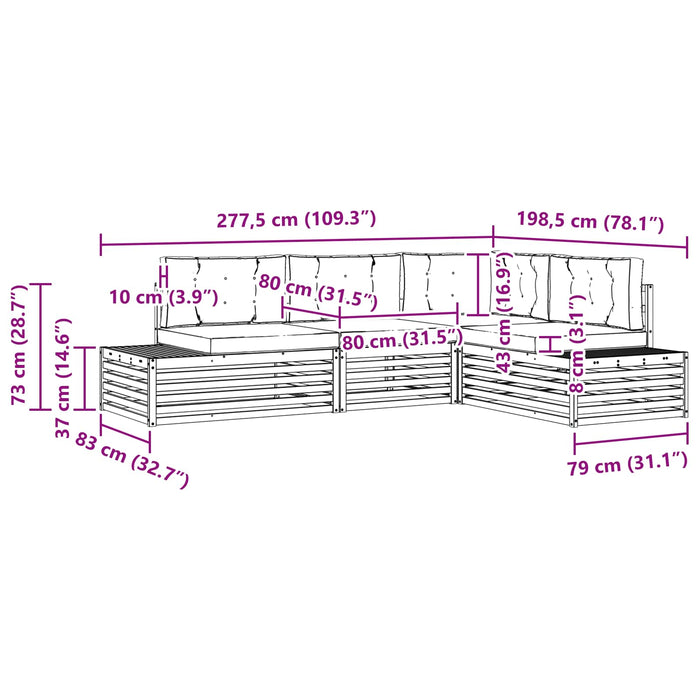 4 Bucată Set de canapele de exterior Poliester Alb - WALTI WALTI