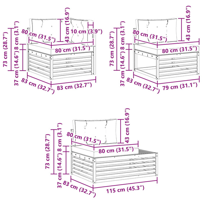 4 Bucată Set de canapele de exterior Poliester Alb - WALTI WALTI