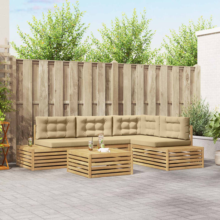5 Bucată Set de canapele de exterior Poliester Alb - WALTI WALTI