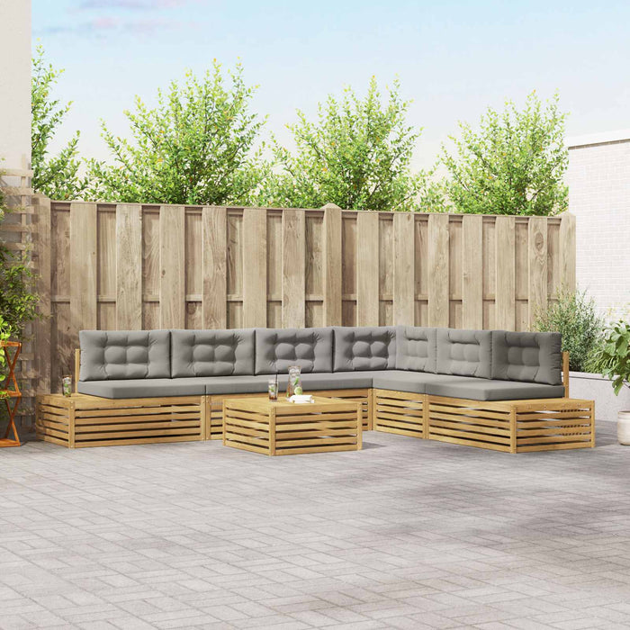 7 Bucată Set de canapele de exterior Poliester Alb - WALTI WALTI