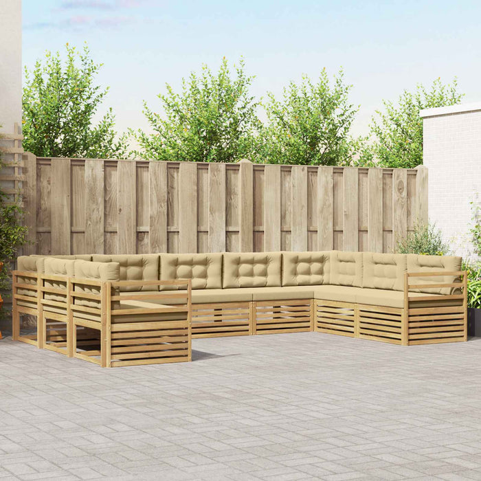 Set de canapele de exterior 9 pcs Alb și Bej WALTI