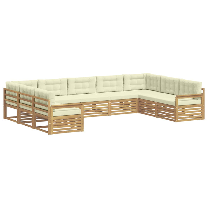 Set de canapele de exterior cu pernă 9 pcs Alb și crem WALTI