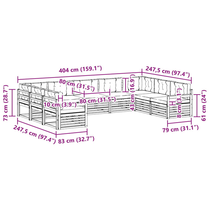 Set de canapele de exterior cu pernă 9 pcs Alb și crem WALTI