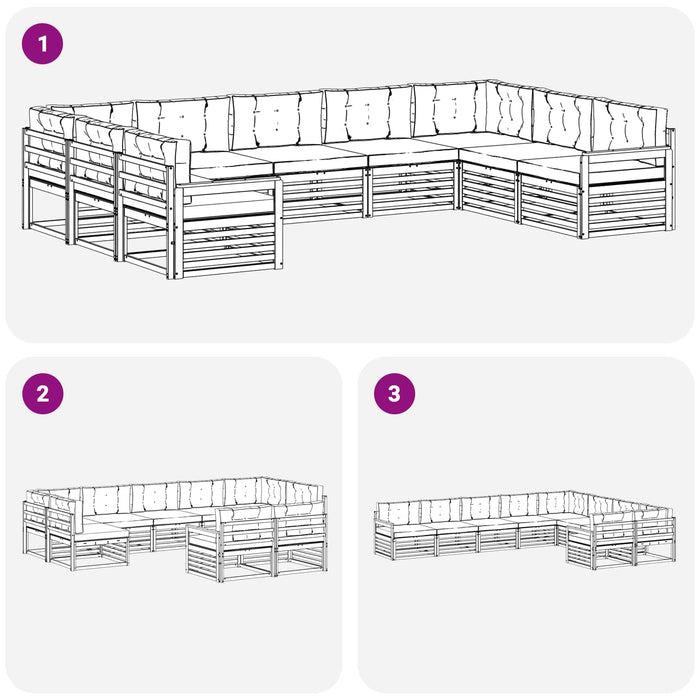 Set de canapele de exterior cu pernă 9 pcs Alb și crem WALTI