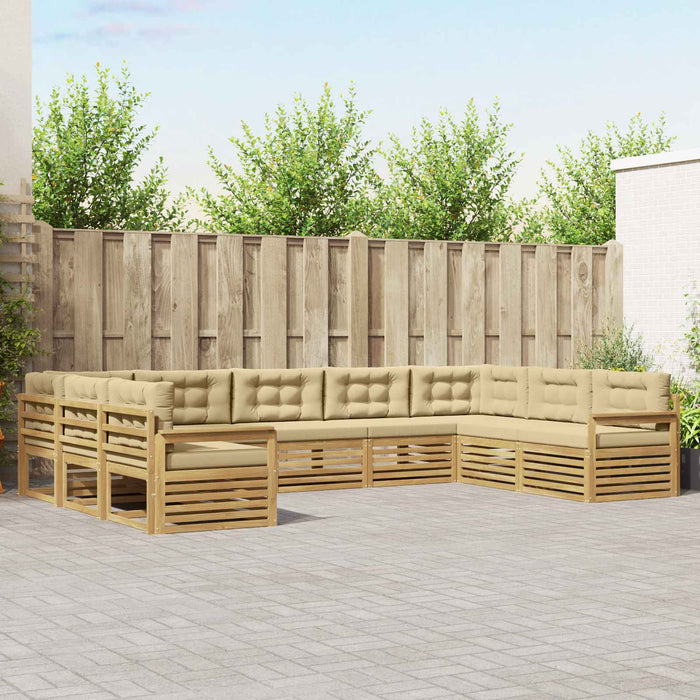 Set de canapele de exterior cu pernă 9 pcs Alb și Bej WALTI