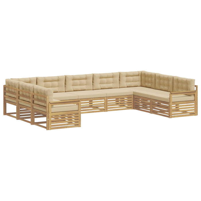 Set de canapele de exterior cu pernă 9 pcs Alb și Bej WALTI