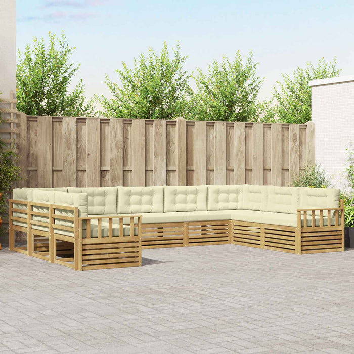 Set de canapele de exterior cu pernă 9 pcs Alb și crem WALTI