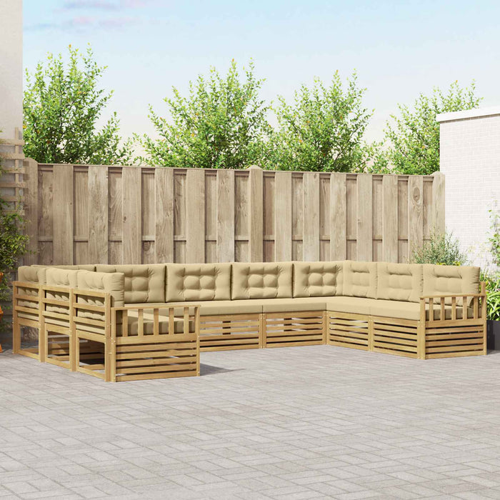 Set de canapele de exterior cu pernă 9 pcs Alb și Bej WALTI