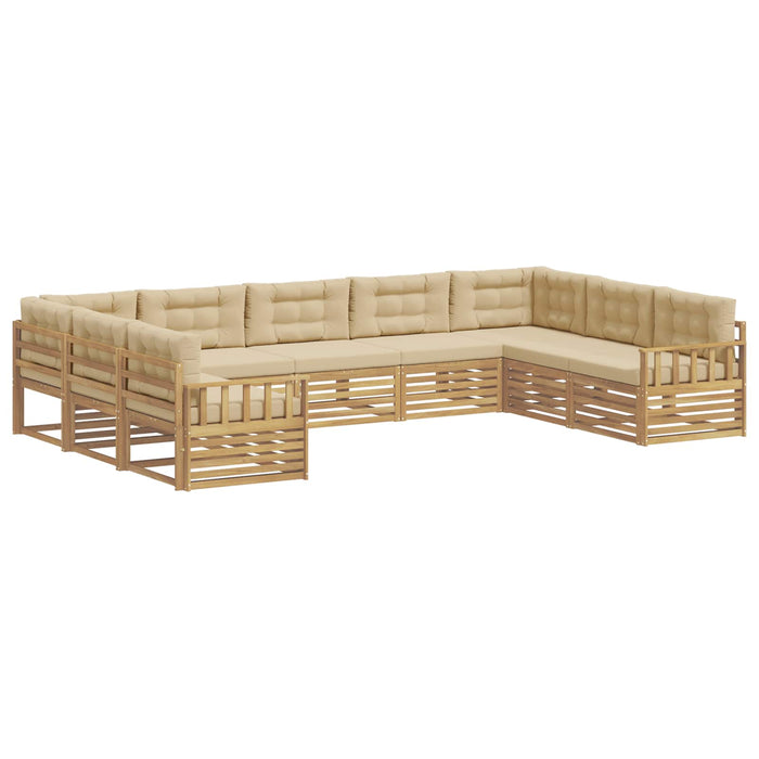 Set de canapele de exterior cu pernă 9 pcs Alb și Bej WALTI