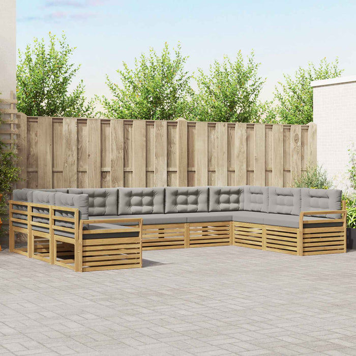 Set de canapele de exterior 9 pcs Alb și gri deschis WALTI