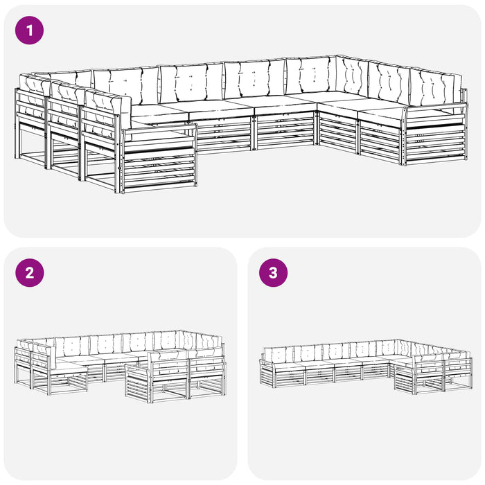 Set de canapele de exterior 9 pcs Alb și gri deschis WALTI