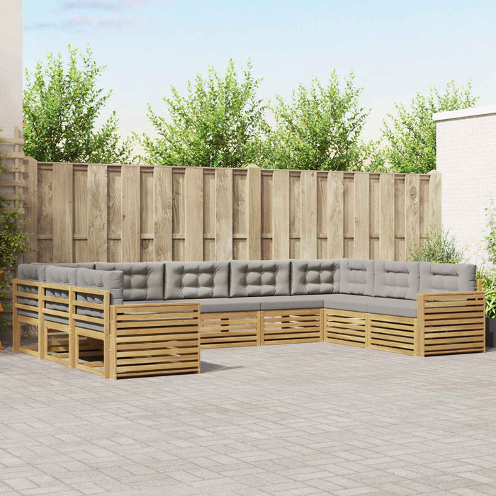 Set de canapele de exterior 9 pcs Alb și gri deschis WALTI