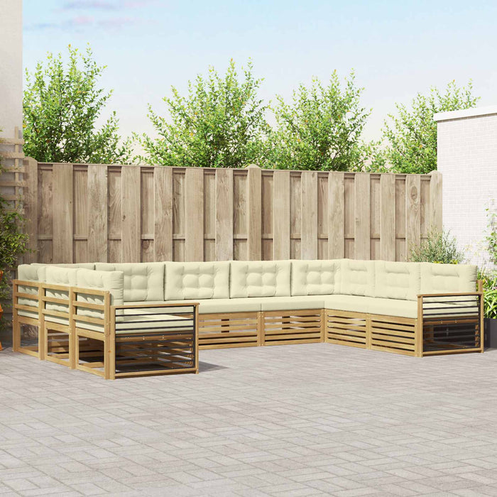 Set de canapele de exterior cu pernă 9 pcs Alb și crem WALTI