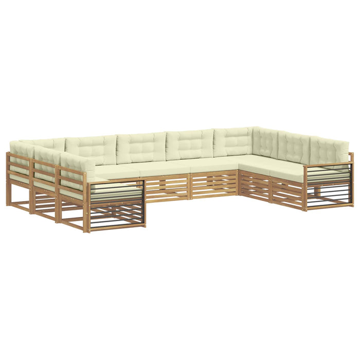 Set de canapele de exterior cu pernă 9 pcs Alb și crem WALTI