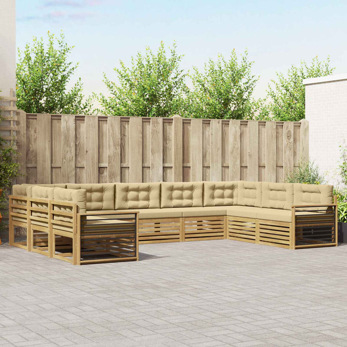 Set de canapele de exterior cu pernă 9 pcs Alb și Bej WALTI