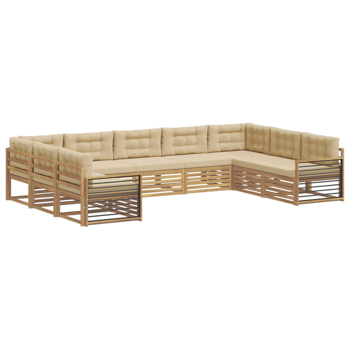 Set de canapele de exterior cu pernă 9 pcs Alb și Bej WALTI