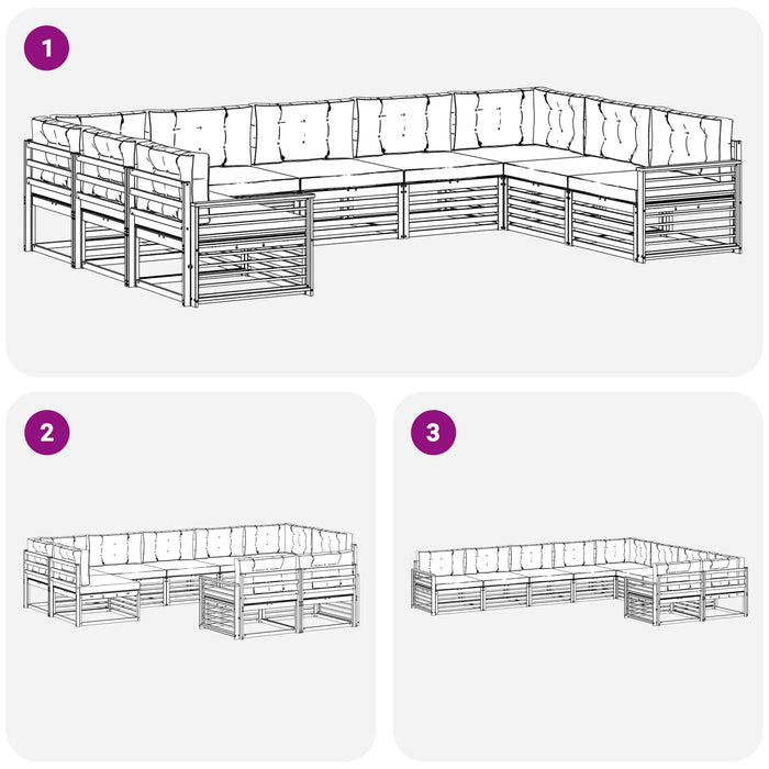 Set de canapele de exterior cu pernă 9 pcs Alb și Bej WALTI