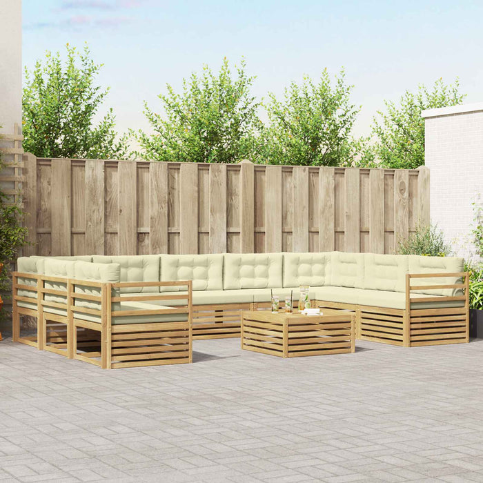 Set de canapele de exterior 10 pcs Alb și crem Poliester WALTI