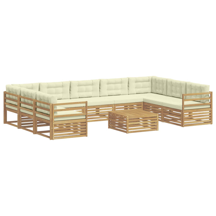 Set de canapele de exterior 10 pcs Alb și crem Poliester WALTI