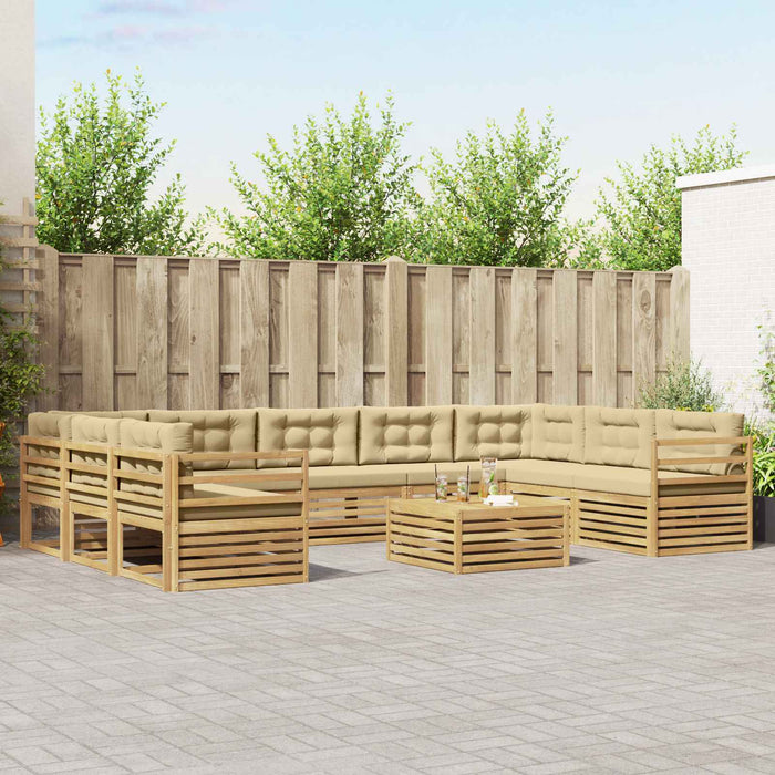 Set de canapele de exterior 10 pcs Alb și Bej Poliester WALTI