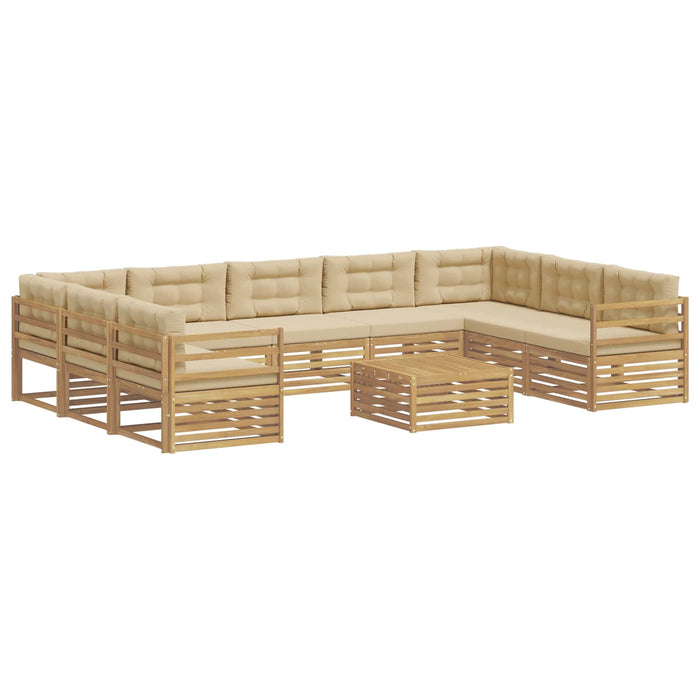 Set de canapele de exterior 10 pcs Alb și Bej Poliester WALTI