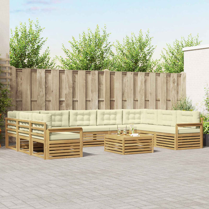 Set de canapele de exterior cu pernă 10 pcs Alb și crem WALTI