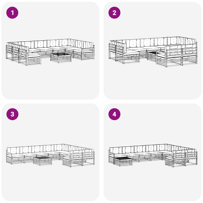 Set de canapele de exterior cu pernă 10 pcs Alb și antracit WALTI