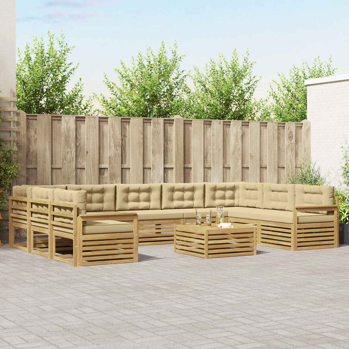 Set de canapele de exterior cu pernă 10 pcs Alb și Bej WALTI