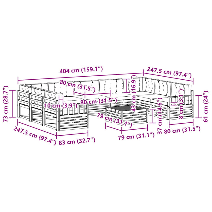 Set de canapele de exterior cu pernă 10 pcs Alb și antracit WALTI