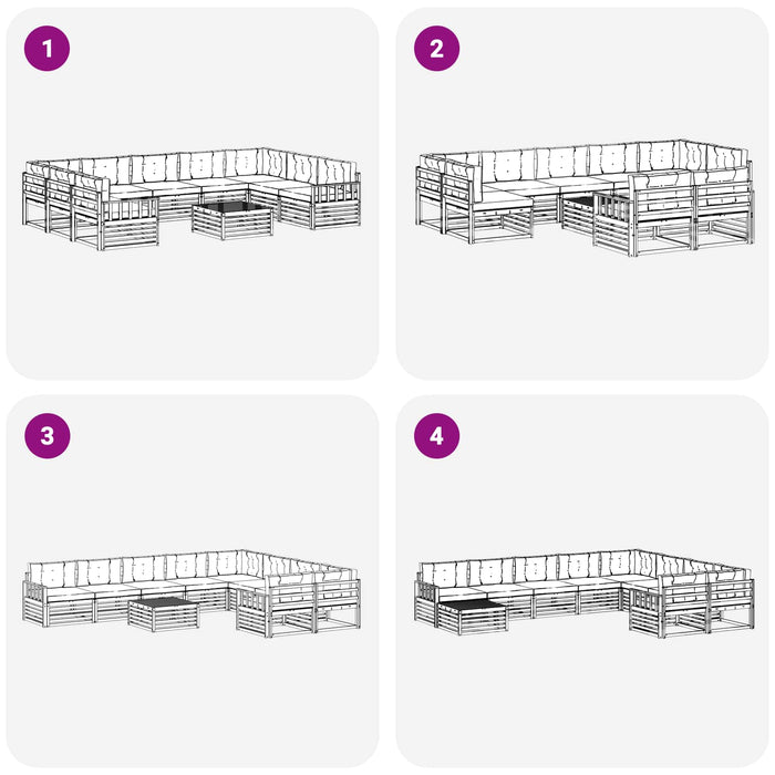 Set de canapele de exterior cu pernă 10 pcs Alb și antracit WALTI