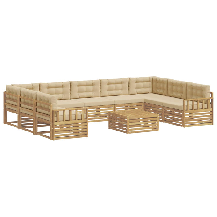 Set de canapele de exterior cu pernă 10 pcs Alb și Bej WALTI
