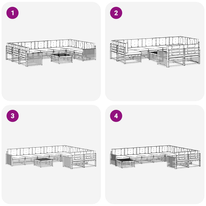 Set de canapele de exterior 10 pcs Alb și gri deschis WALTI