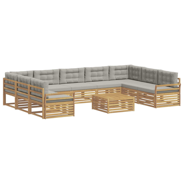 Set de canapele de exterior 10 pcs Alb și gri deschis WALTI