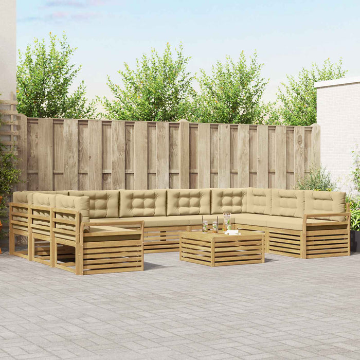 Set de canapele de exterior 10 pcs Alb și Bej WALTI