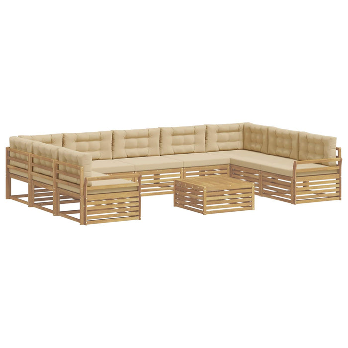 Set de canapele de exterior 10 pcs Alb și Bej WALTI