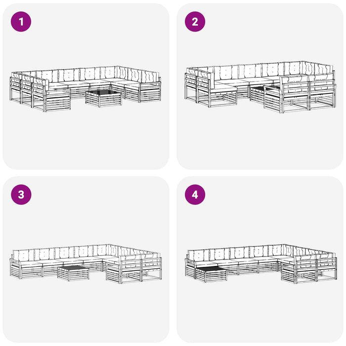 Set de canapele de exterior 10 pcs Alb și Bej WALTI