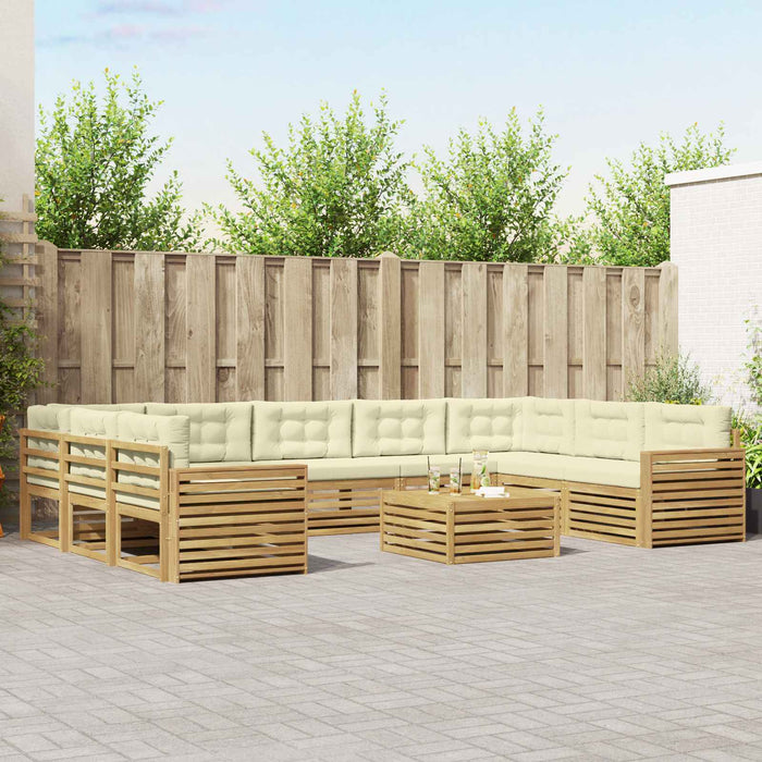 Set de canapele de exterior 10 pcs Alb și crem WALTI