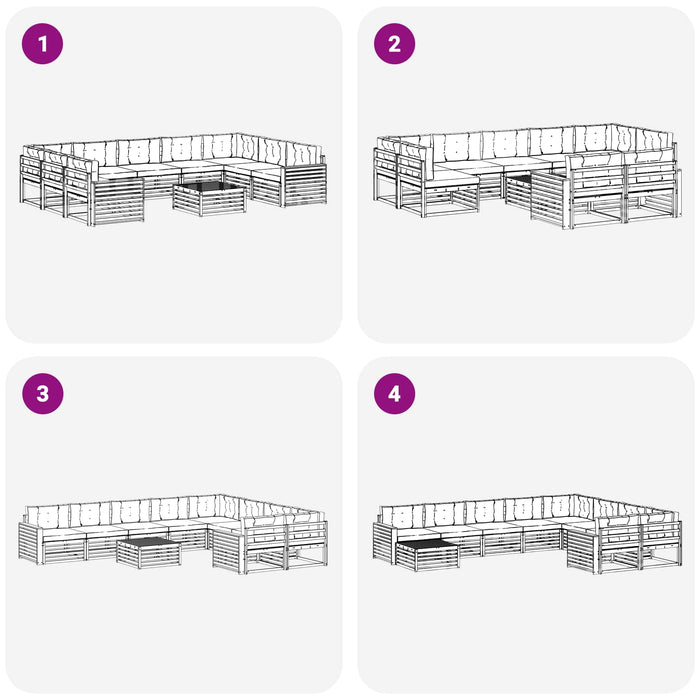 Set de canapele de exterior 10 pcs Alb și crem WALTI