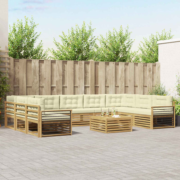 Set de canapele de exterior cu pernă 10 pcs Alb și crem WALTI