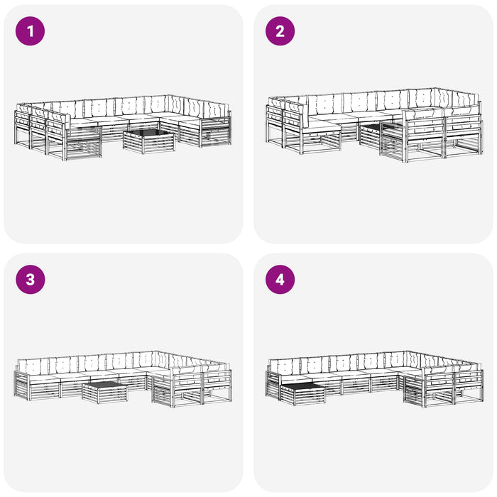 Set de canapele de exterior cu pernă 10 pcs Alb și crem WALTI