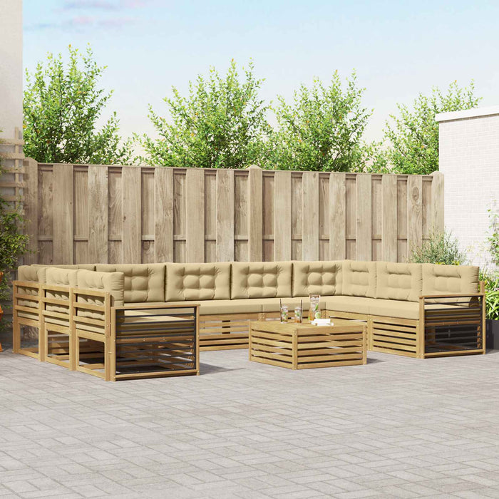 Set de canapele de exterior cu pernă 10 pcs Alb și Bej WALTI