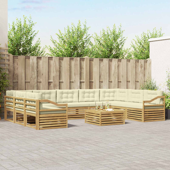 Set de canapele de exterior 10 pcs Alb și crem Poliester WALTI