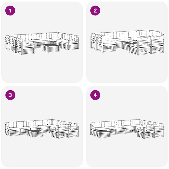 Set de canapele de exterior 10 pcs Alb și crem Poliester WALTI