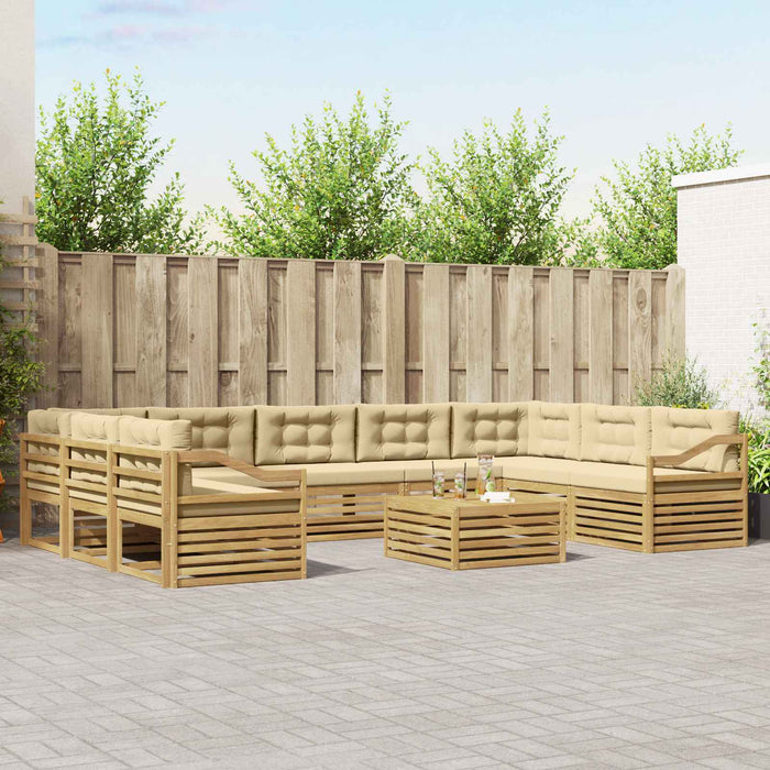 Set de canapele de exterior 10 pcs Alb și Bej Poliester WALTI