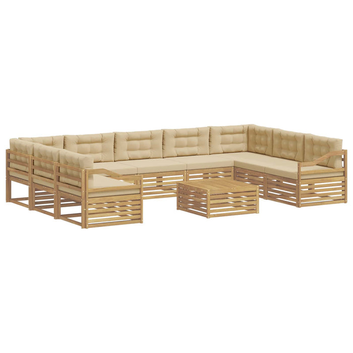 Set de canapele de exterior 10 pcs Alb și Bej Poliester WALTI