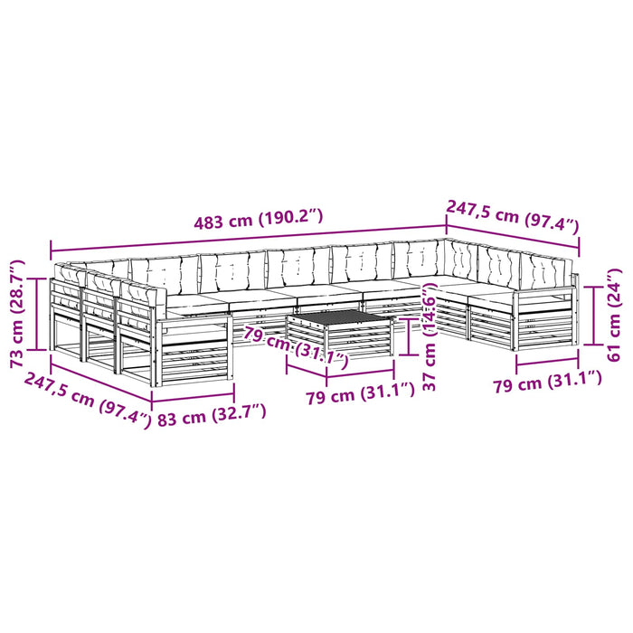 Seturi de canapele Lemn Solid de Acacia WALTI