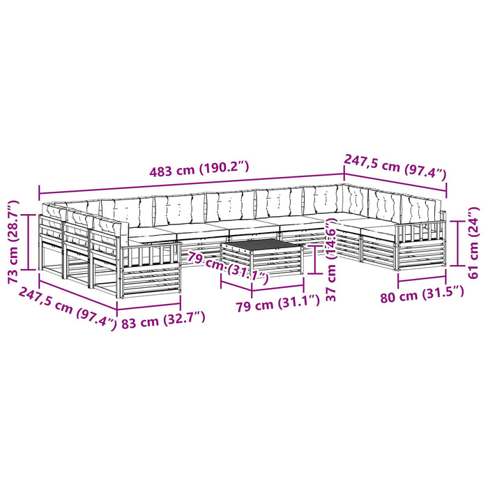 Seturi de canapele Lemn Solid de Acacia WALTI