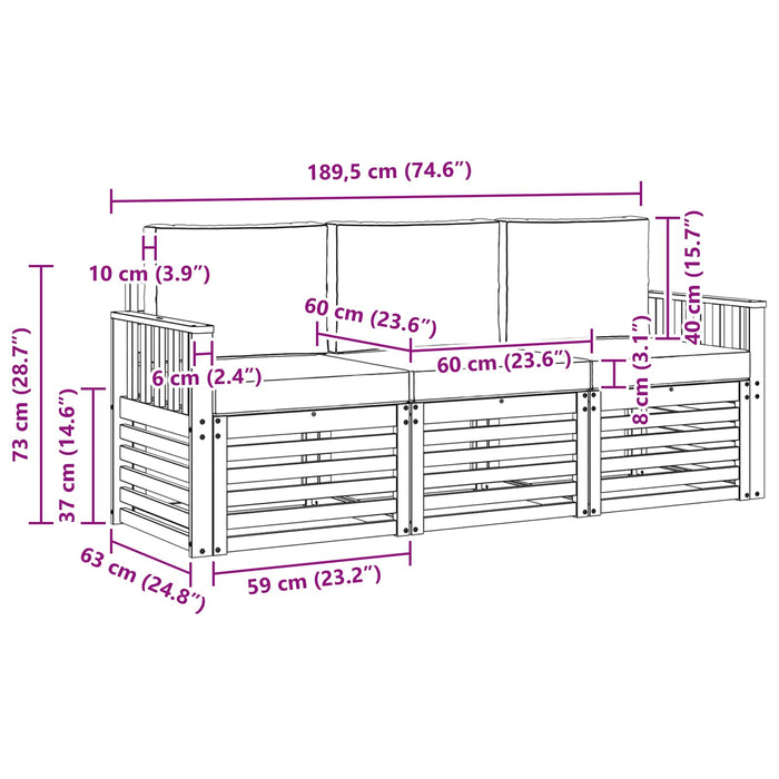 Seturi de canapele Lemn Solid de Acacia WALTI