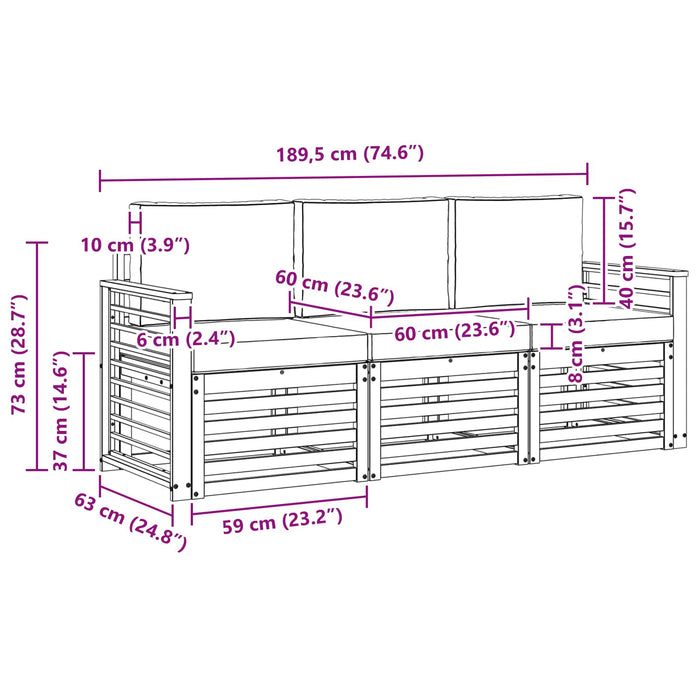 Seturi de canapele Lemn Solid de Acacia WALTI